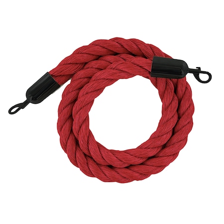 Twisted Polyprop.Rope Red With Black Snap Ends 10ft.Cotton Core